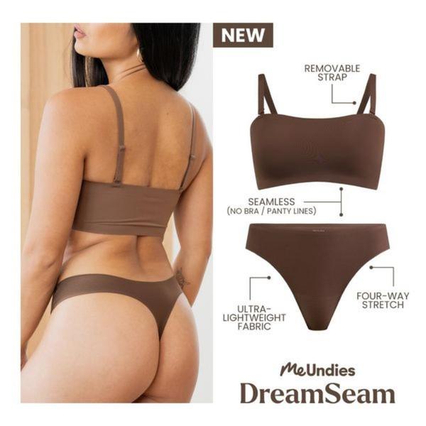 This ad creative utilizes a side-by-side comparison featuring a live model and a clean product callout section, using lines and labels to point out specific fabric and functional advantages.